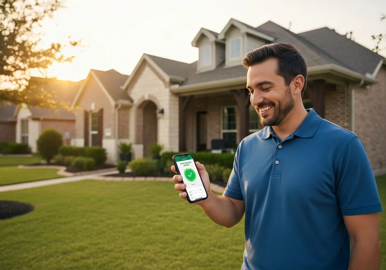 Homeowner reviewing their roof score on a phone